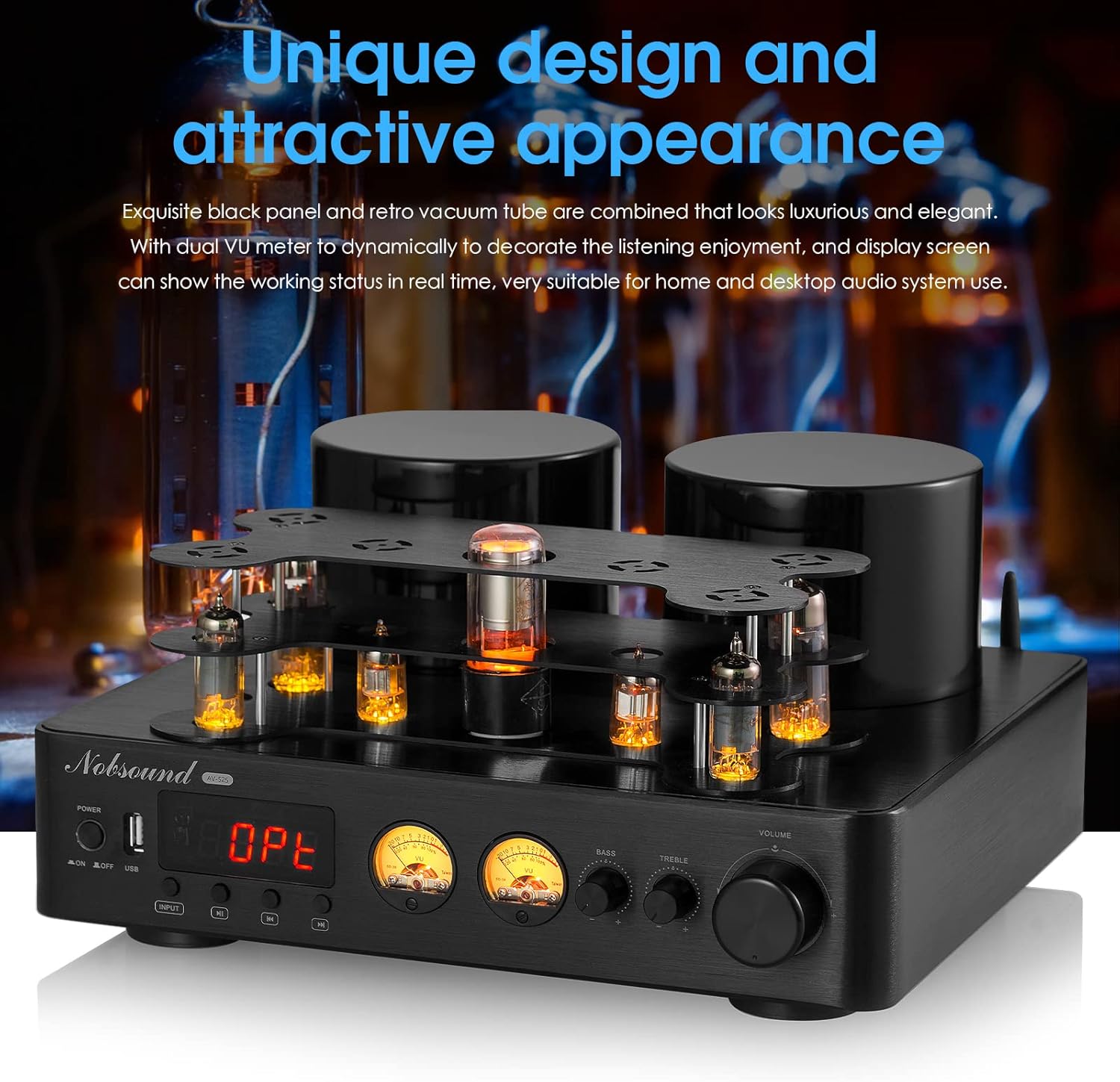 Nobsound AV-525 HiFi Bluetooth 5.0 Vacuum Tube Amplifier